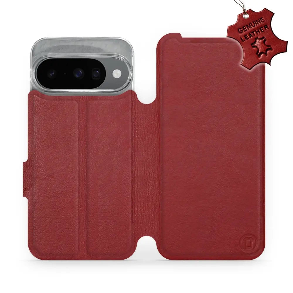 Echtleder Handyhülle für Pixel 10, Mobiwear Leather, Dunkelrot
