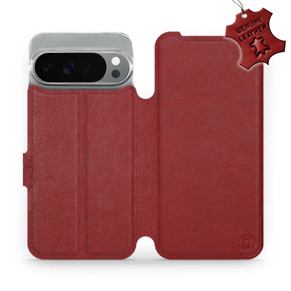 Echtleder Handyhülle für Pixel 10 Pro XL, Mobiwear Leather, Dunkelrot
