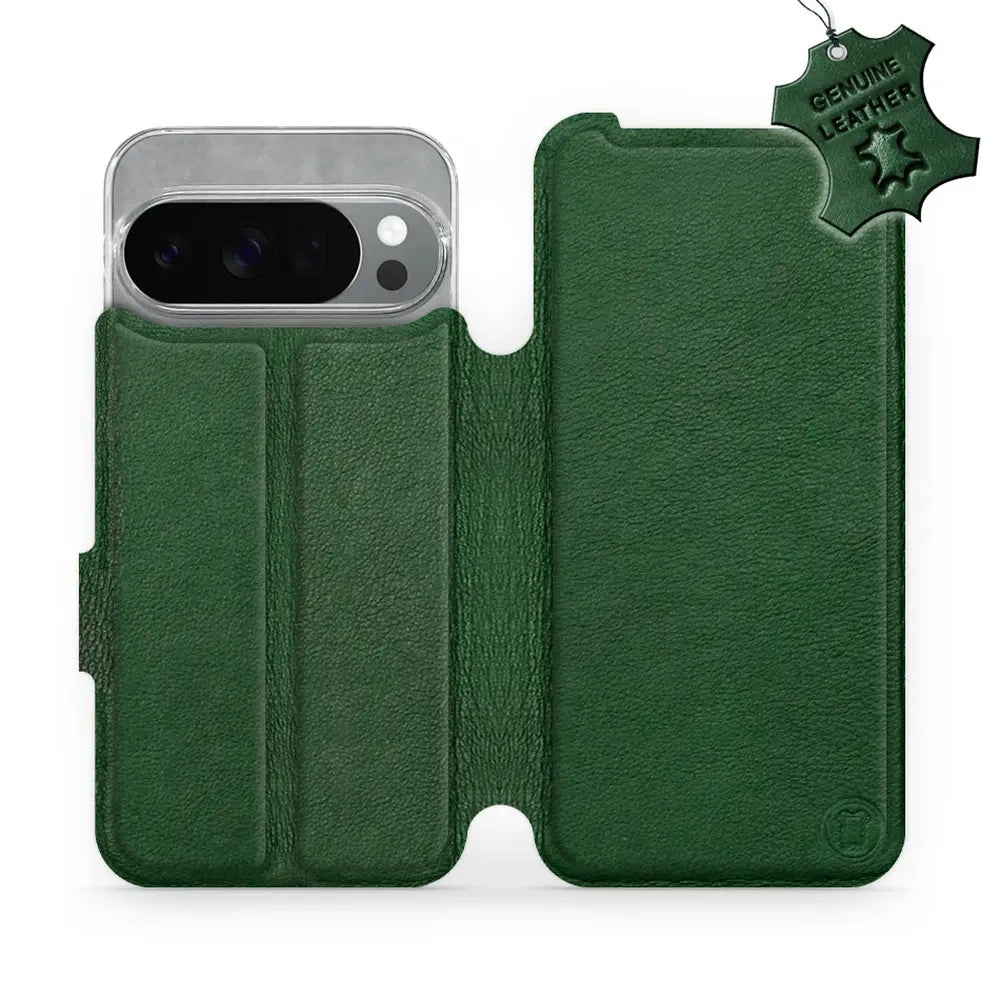 Echtleder Handyhülle für Pixel 10 Pro, Mobiwear Leather, Grün