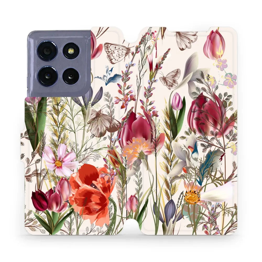 Handyhülle mit klappe für Motorola Moto G86 5G, Mobiwear Book, Blumenstrauß