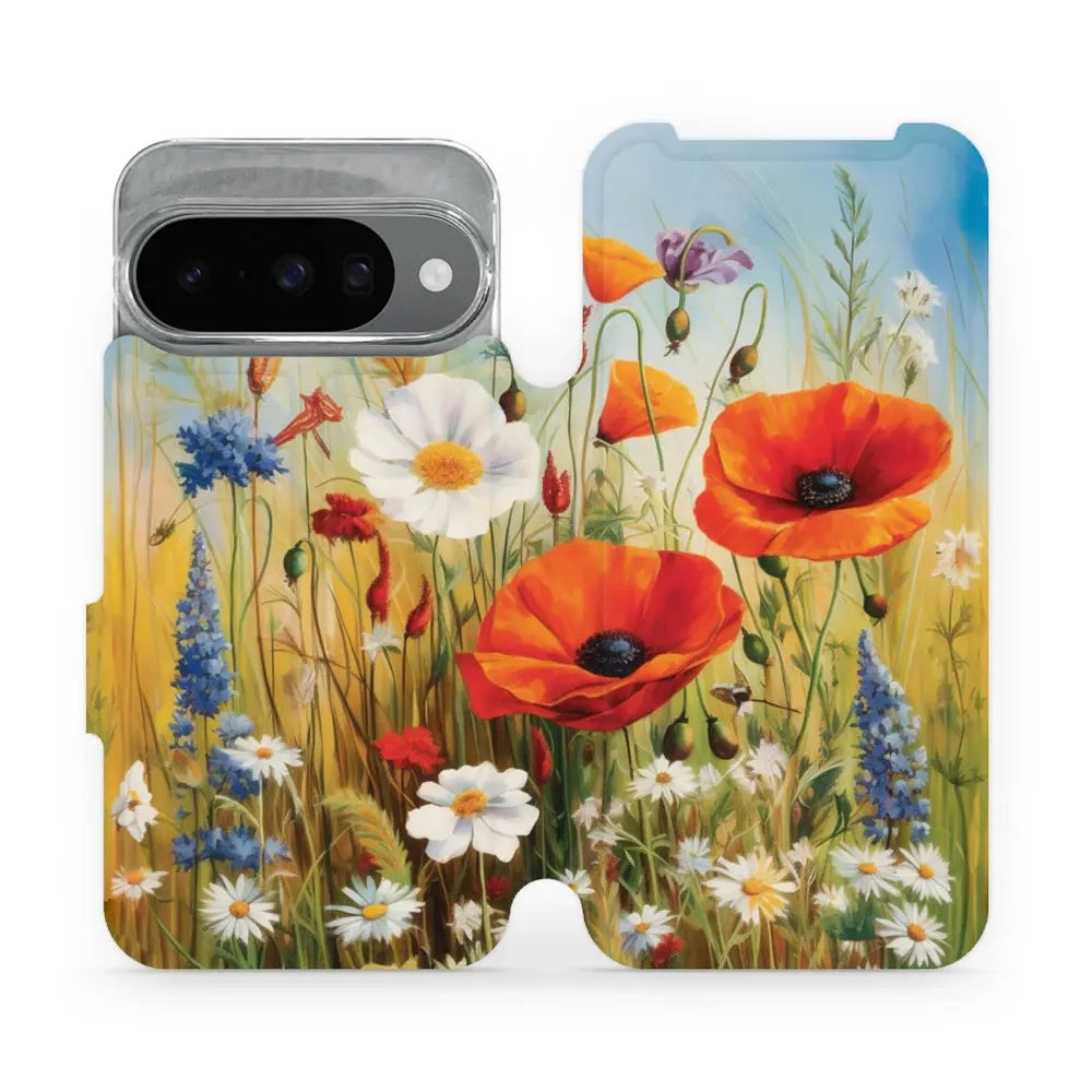 Handyhülle mit klappe für Google Pixel 10, Mobiwear Book, Wiesenblumen