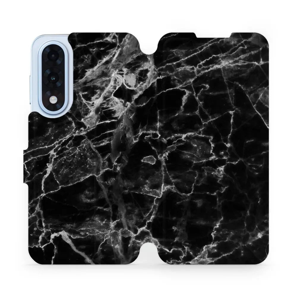 Handyhülle mit klappe für OnePlus Nord 5, Mobiwear Book, Schwarzer Marmor