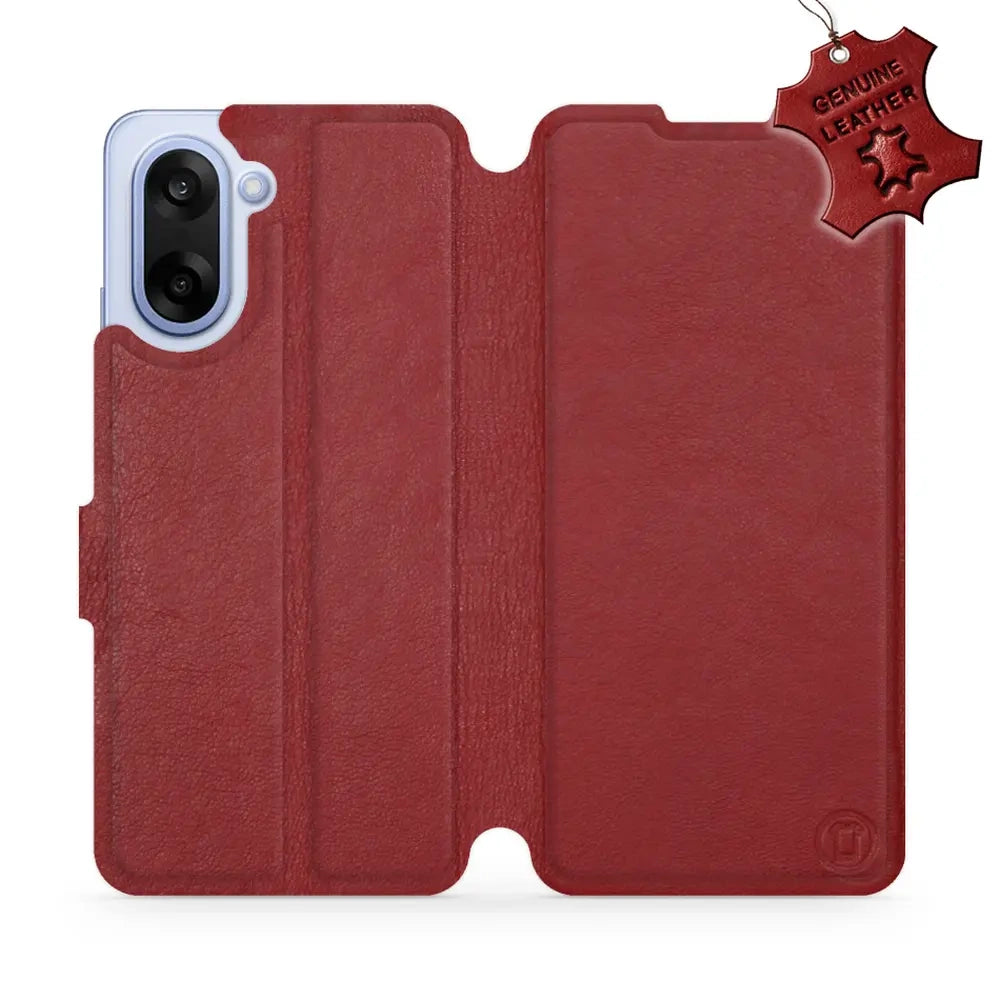 Echtleder Handyhülle für OnePlus Nord CE5 5G, Mobiwear Leather, Dunkelrot