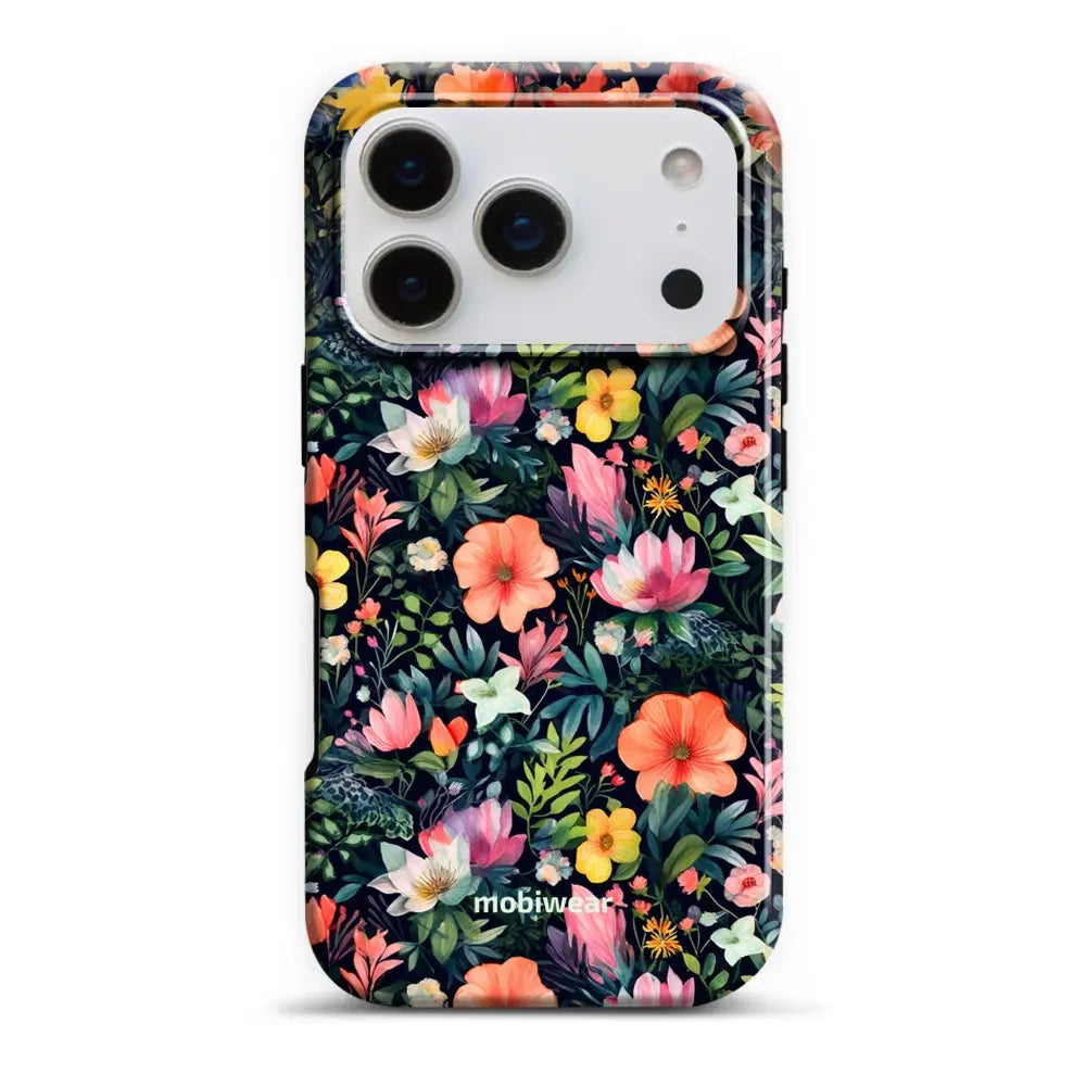 Handyhülle für iPhone 17 Pro, Mobiwear Elite Pro, Bunt-Blumig