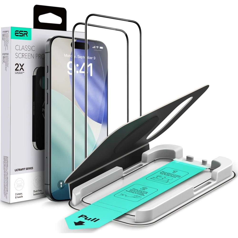 Gehärtetes Glas mit Positionierungsrahmen für iPhone Air, ESR UltraFit Tempered Glass, 2 Stück