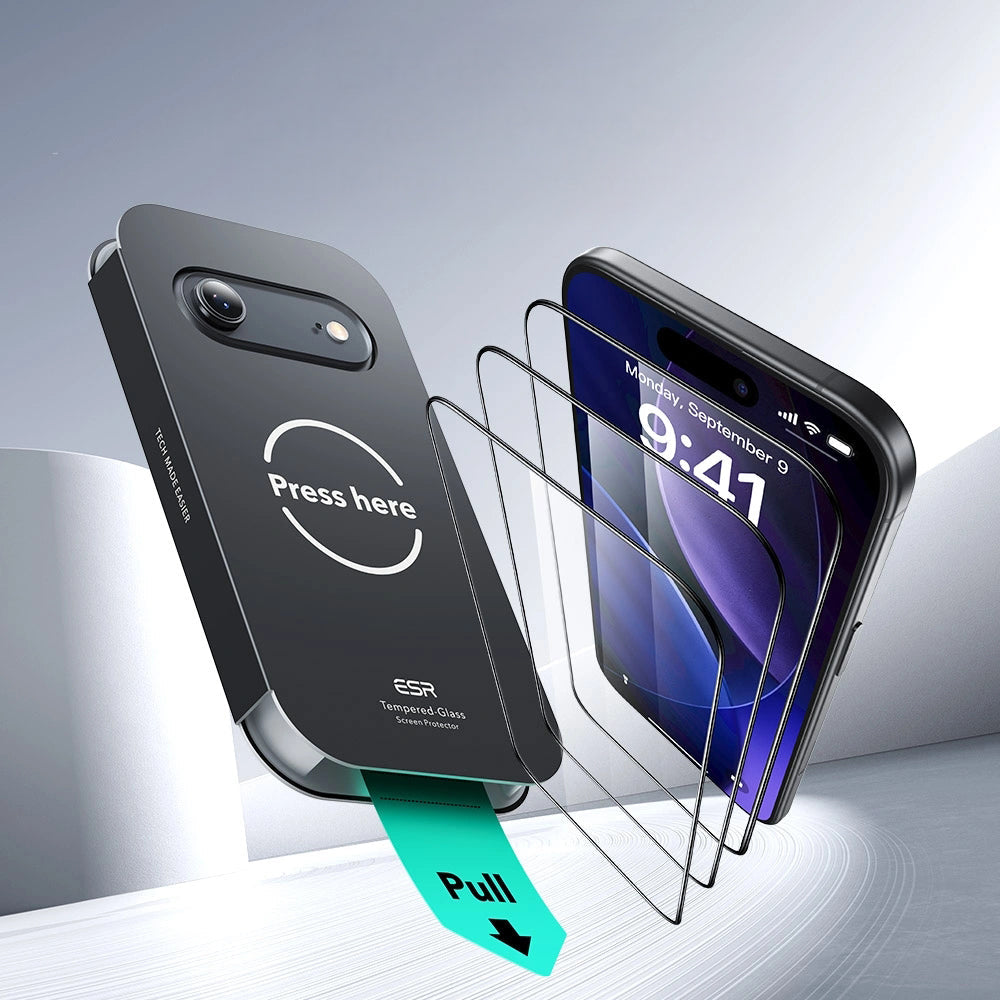 Gehärtetes Glas mit Positionierungsrahmen für iPhone Air, ESR UltraFit Tempered Glass, 2 Stück