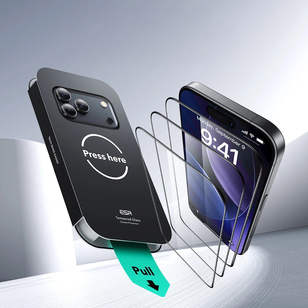 Gehärtetes Glas mit Positionierungsrahmen für iPhone 17 Pro, ESR UltraFit Tempered Glass, 2 Stück