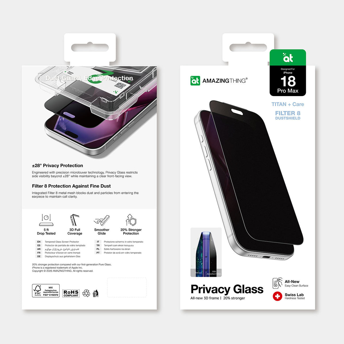 Mattes Blickschutzglas für iPhone 18 Pro Max AmazingThing Titan +Care Matte Privacy (4/7)