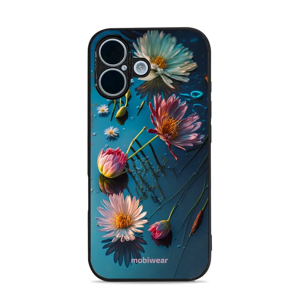Handyhülle für iPhone 17, Mobiwear Glossy Case, Blau-Blumig