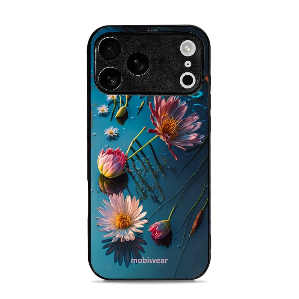 Handyhülle für iPhone 17 Pro Max, Mobiwear Glossy Case, Blau-Blumig