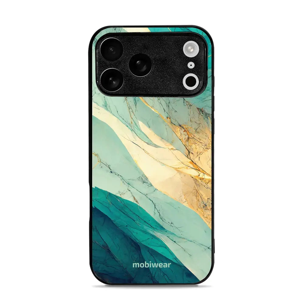 Handyhülle für iPhone 17 Pro Max, Mobiwear Glossy Case, Türkis-Marmor