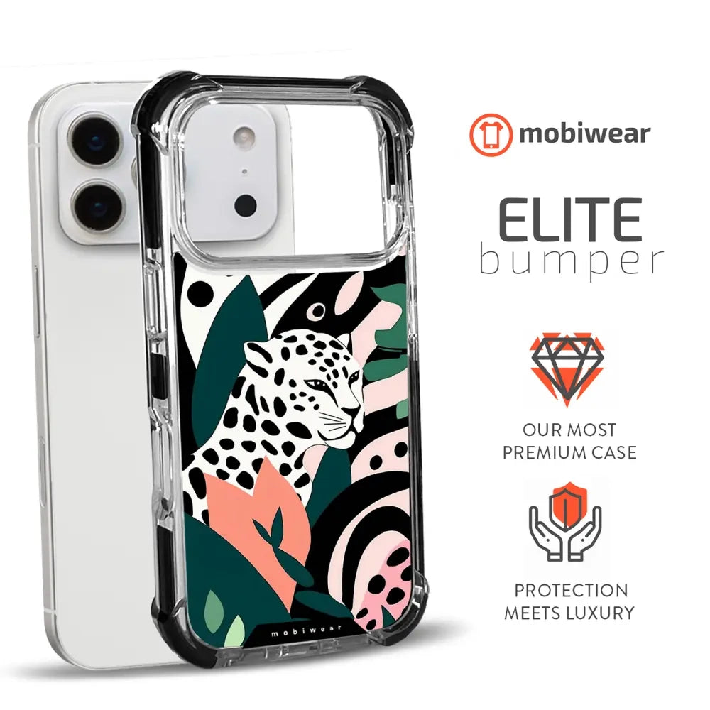 Handyhülle für iPhone 17 Pro mit MagSafe, Mobiwear Elite Bumper, Tropischer Gepard