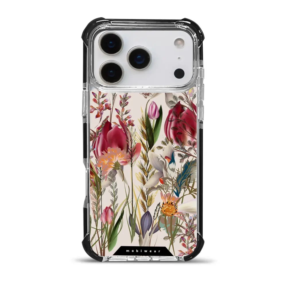 Handyhülle für iPhone 17 Pro Max mit MagSafe, Mobiwear Elite Bumper, Blumenstrauß