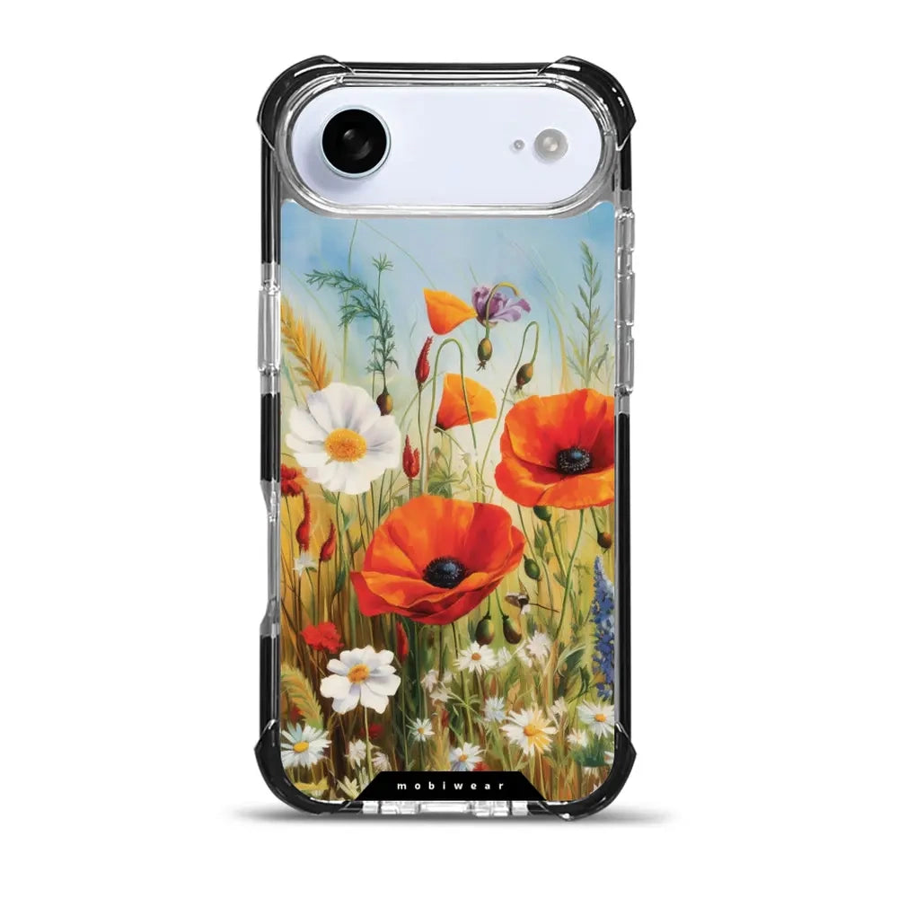 Handyhülle für iPhone Air mit MagSafe, Mobiwear Elite Bumper, Wiesenblumen