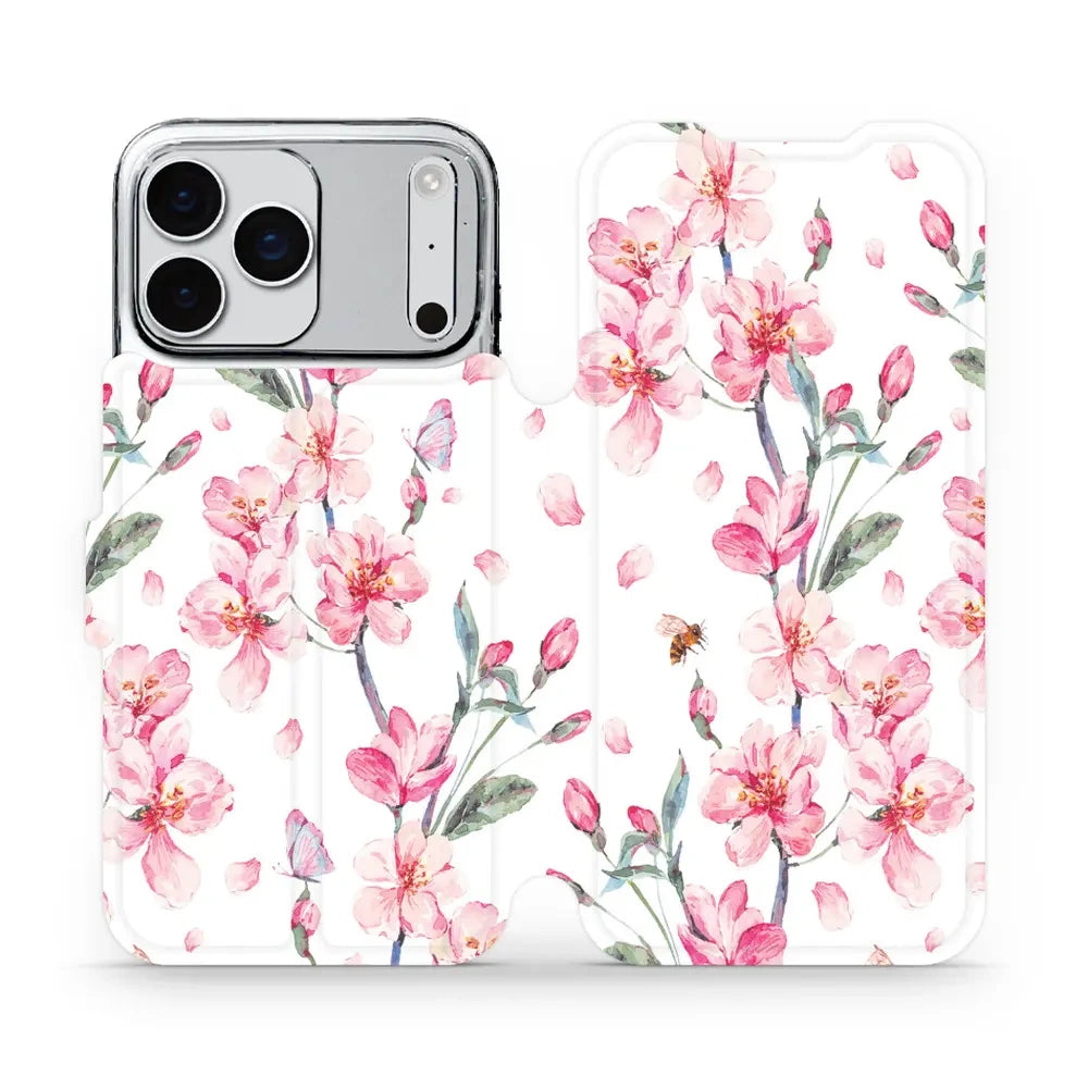 Handyhülle mit klappe für iPhone 17 Pro Max, Mobiwear Book, Rosa Frühling