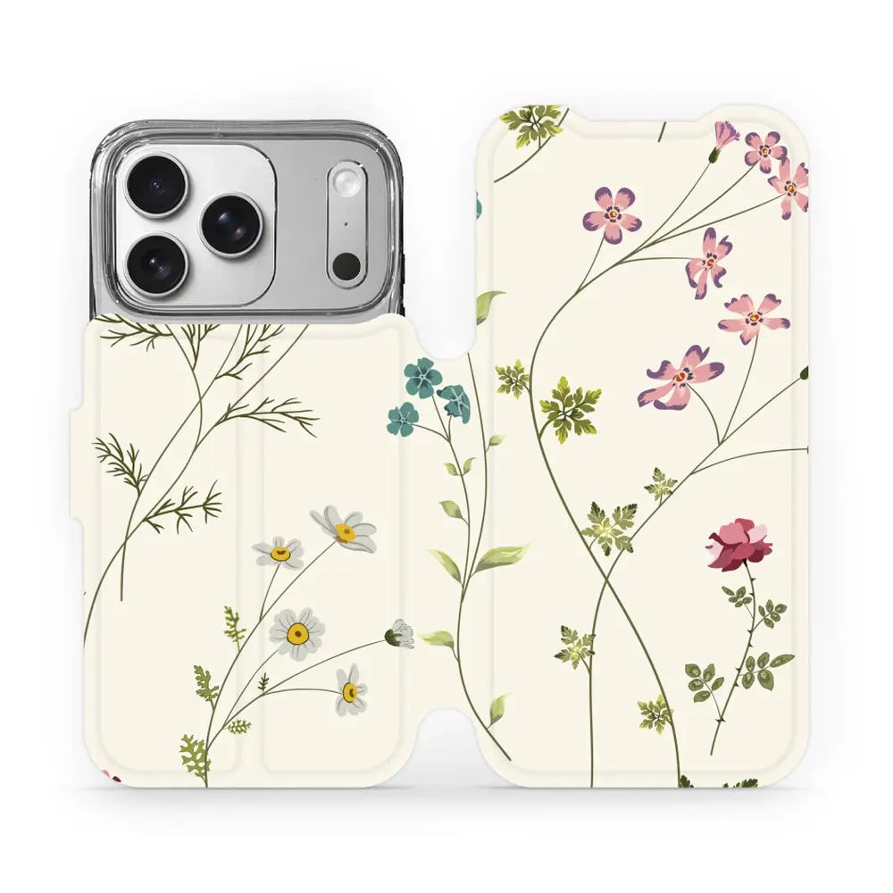 Handyhülle mit klappe für iPhone 17 Pro, Mobiwear Book, Feldblumen