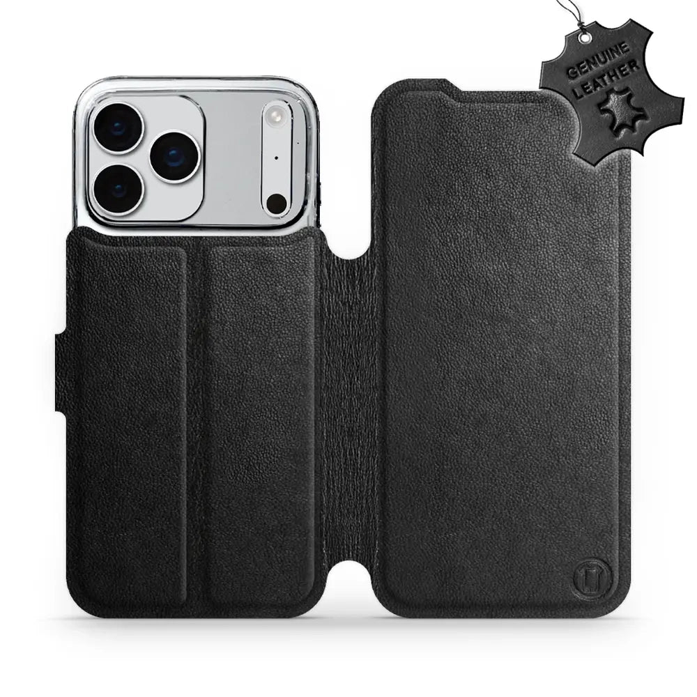 Echtleder Handyhülle für iPhone 17 Pro Max, Mobiwear Leather, Schwarz