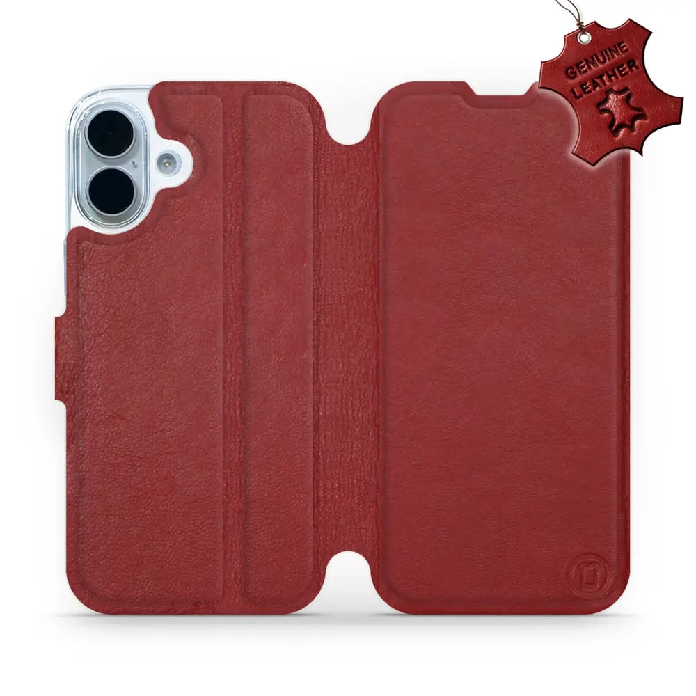 Echtleder Handyhülle für iPhone 17, Mobiwear Leather, Dunkelrot