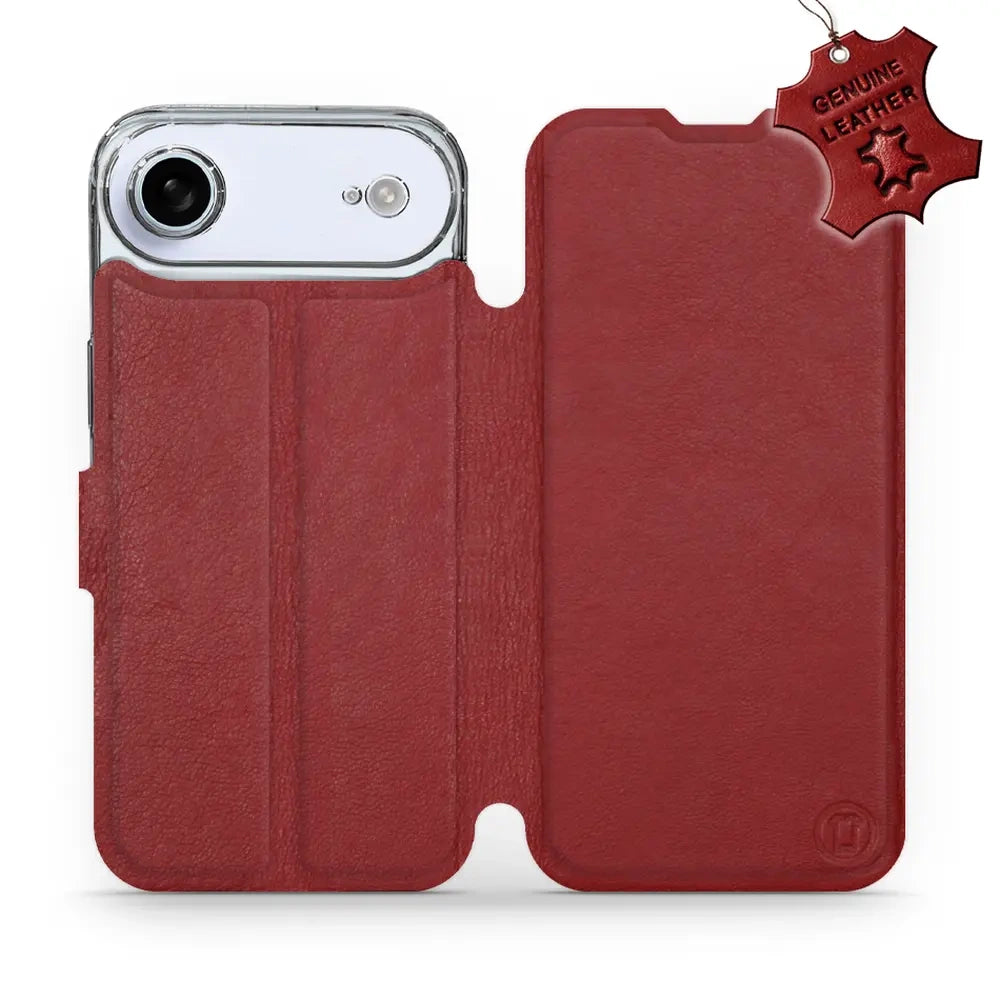 Echtleder Handyhülle für iPhone Air, Mobiwear Leather, Dunkelrot