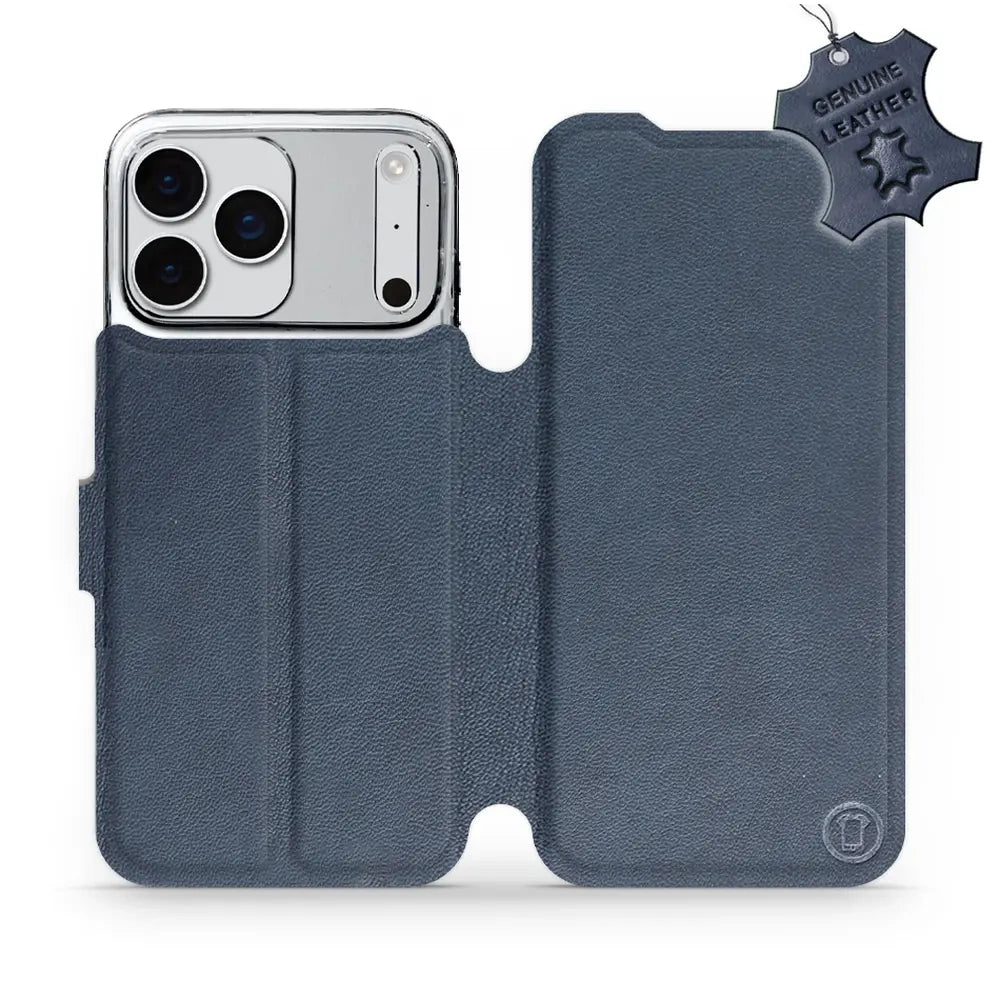 Echtleder Handyhülle für iPhone 17 Pro Max, Mobiwear Leather, Dunkelblau