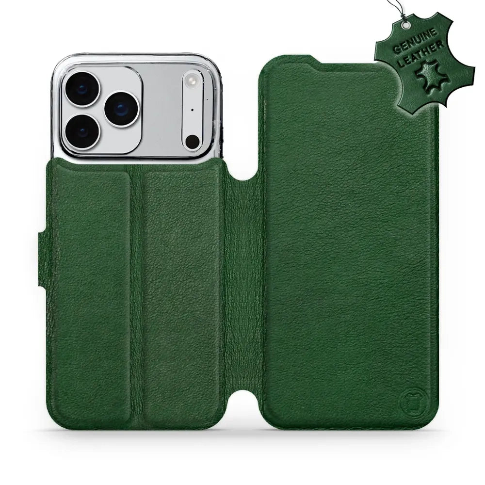 Echtleder Handyhülle für iPhone 17 Pro Max, Mobiwear Leather, Grün