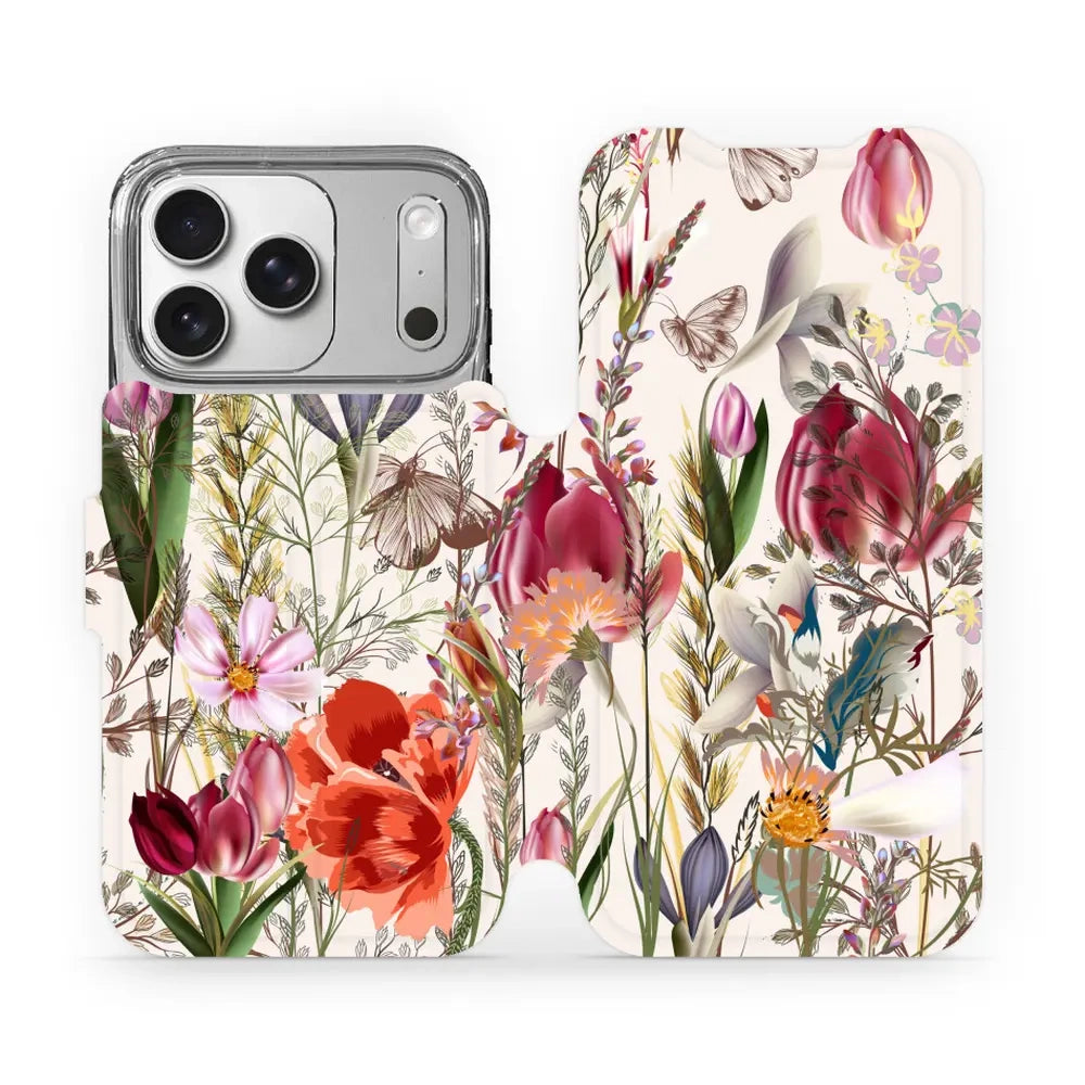 Handyhülle mit klappe für iPhone 17 Pro, Mobiwear Book, Blumenstrauß
