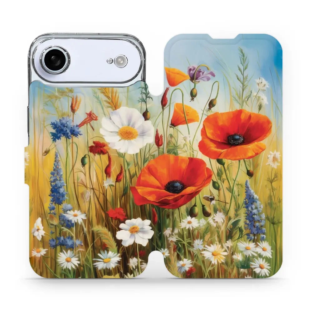 Handyhülle mit klappe für iPhone Air, Mobiwear Book, Wiesenblumen