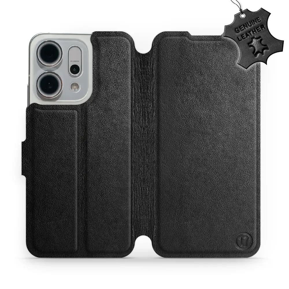 Echtleder Handyhülle für Oppo Reno 14, Mobiwear Leather, Schwarz