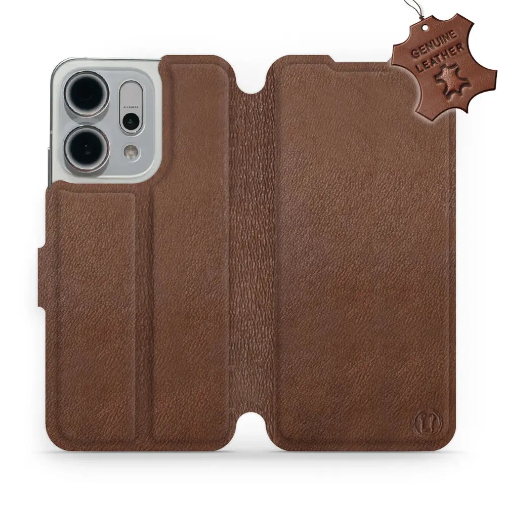 Echtleder Handyhülle für Oppo Reno 14, Mobiwear Leather, Braun