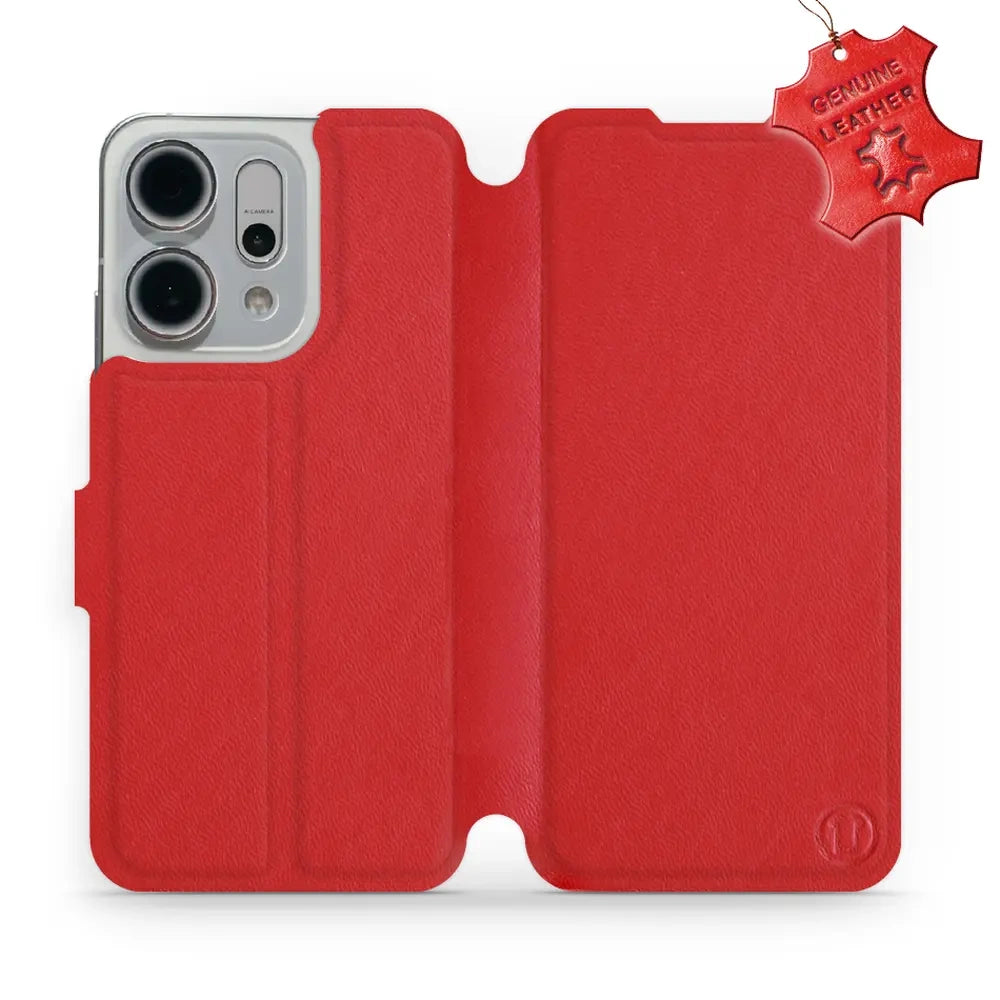 Echtleder Handyhülle für Oppo Reno 14, Mobiwear Leather, Rot