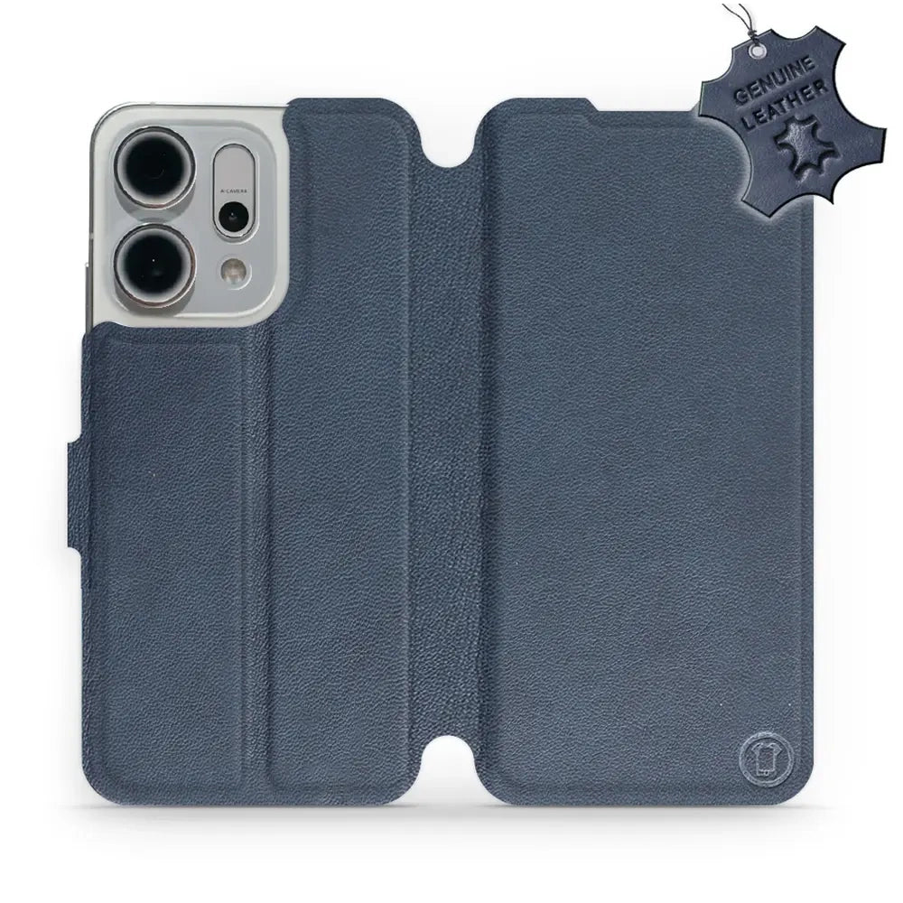 Echtleder Handyhülle für Oppo Reno 14, Mobiwear Leather, Dunkelblau