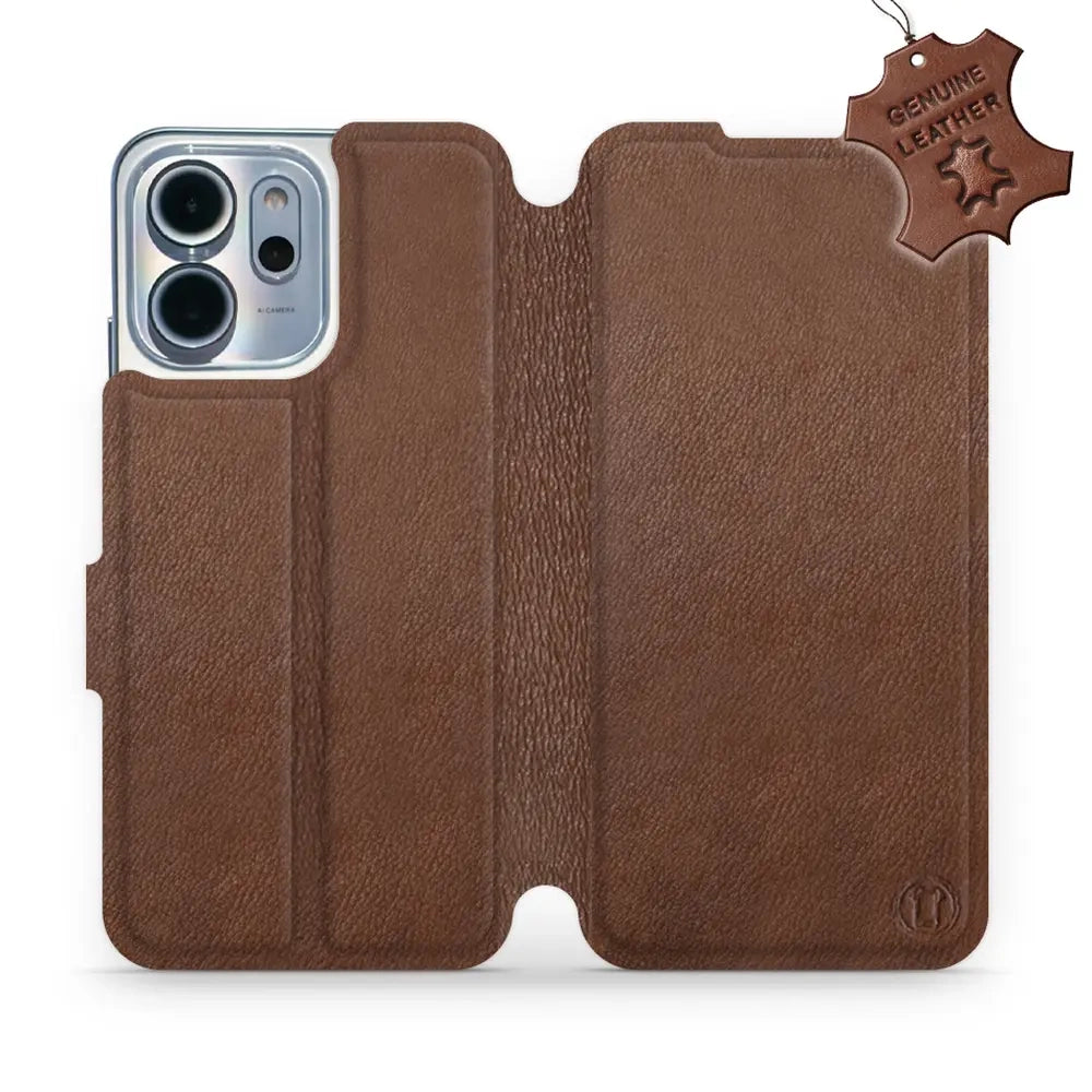 Echtleder Handyhülle für Oppo Reno 14 FS, Mobiwear Leather, Braun