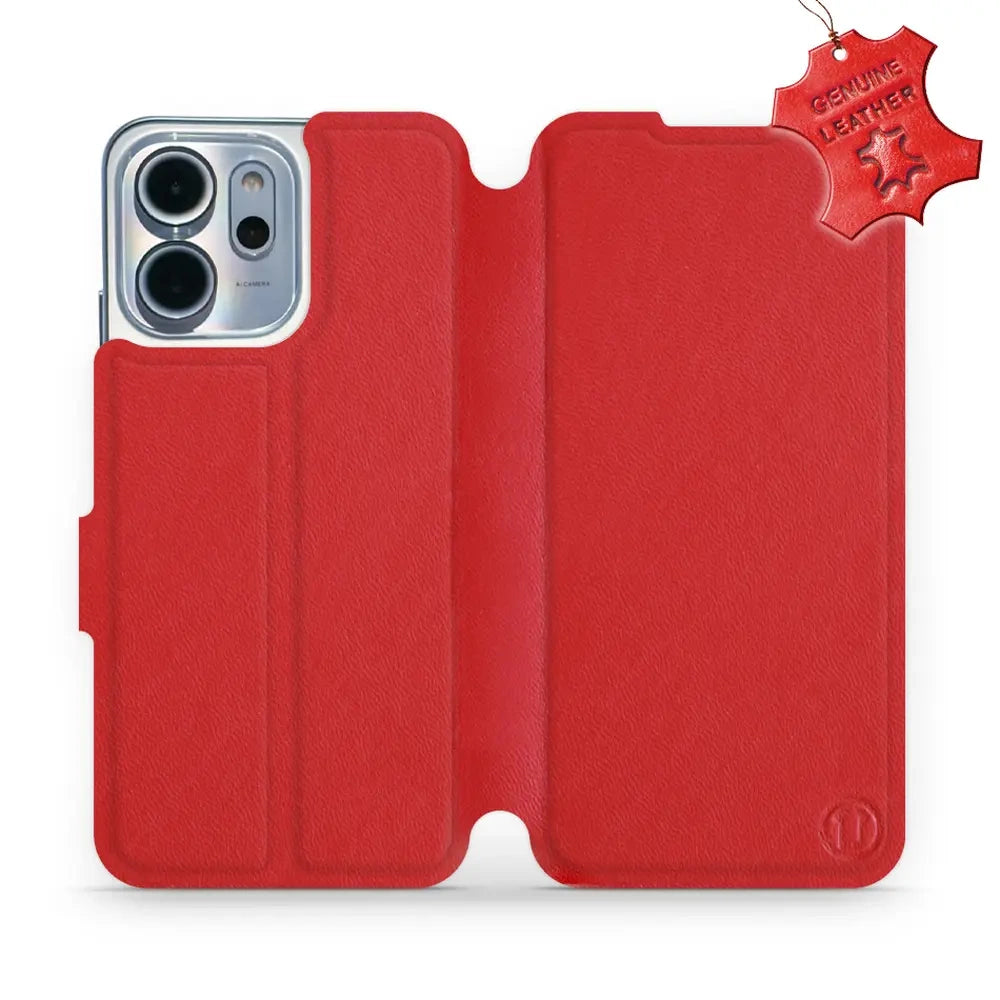 Echtleder Handyhülle für Oppo Reno 14 FS, Mobiwear Leather, Rot