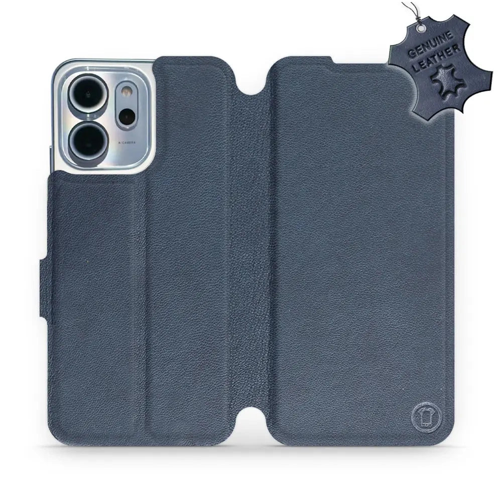 Echtleder Handyhülle für Oppo Reno 14 FS, Mobiwear Leather, Dunkelblau
