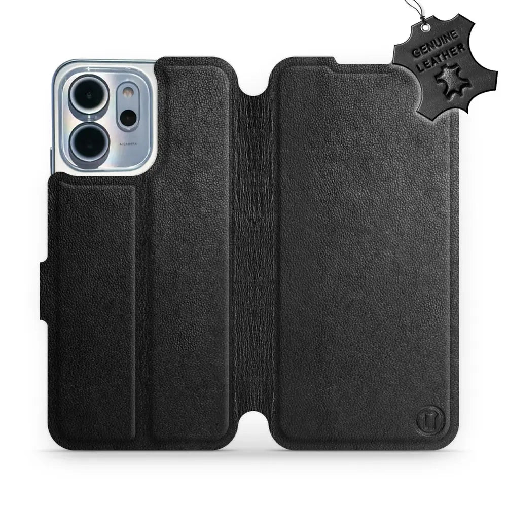 Echtleder Handyhülle für Oppo Reno 14 F, Mobiwear Leather, Schwarz