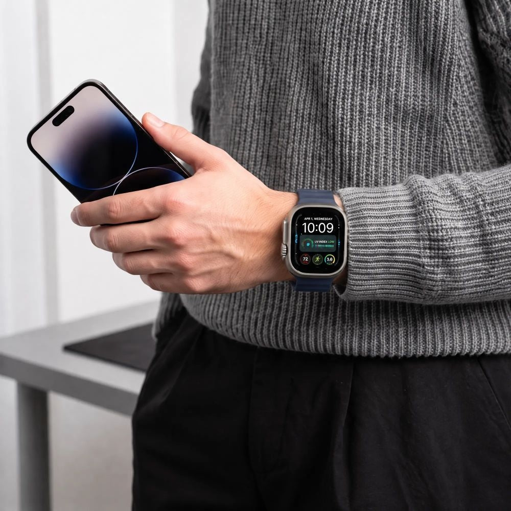 Armband für Apple Watch 49/46/45/44 mm, Tech-Protect Silicone Line, Blau (4/8)