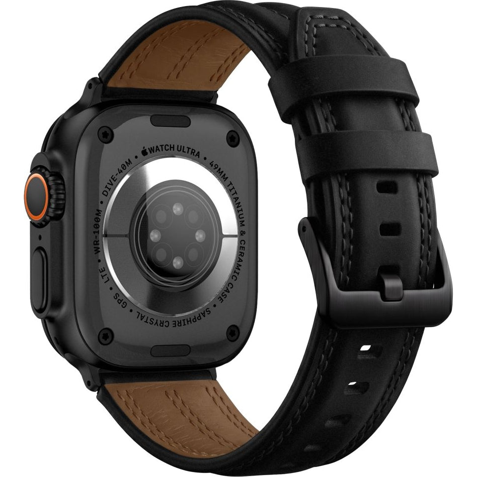 Armband für Apple Watch 44/45/46/49 mm, Tech-Protect Leatherfit Craft, Schwarz (3/7)