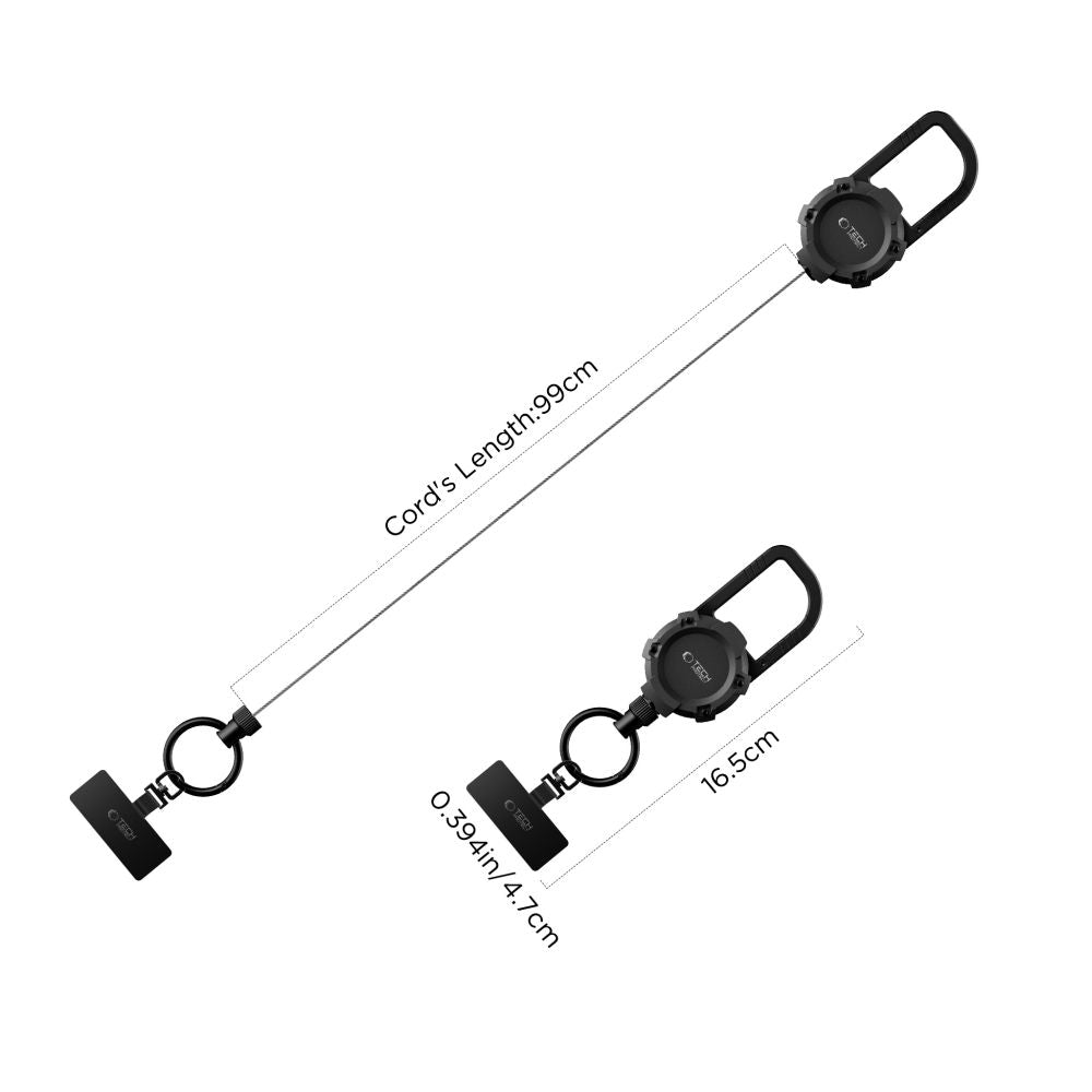 Anti-Diebstahl Handy Lanyard mit einziehbarem Seil, Tech-Protect ATH03 UrbanLoop, Schwarz (4/9)