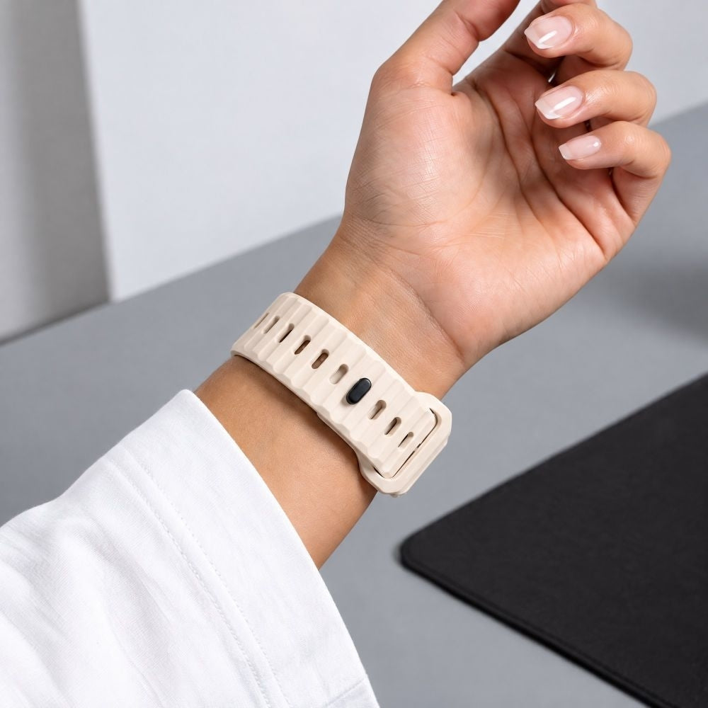 Armband für Apple Watch 49/46/45/44 mm, Tech-Protect Silicone Line, Beige (4/8)