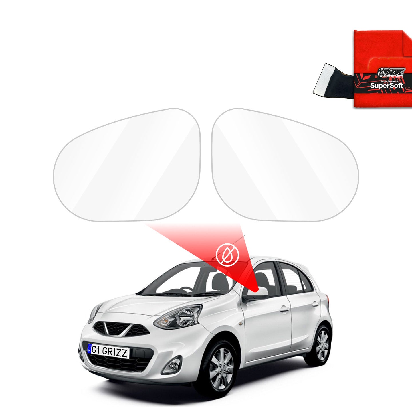 Regenschutzfolie Grizz Protector für Außenspiegel - Nissan Micra (2014-2016)