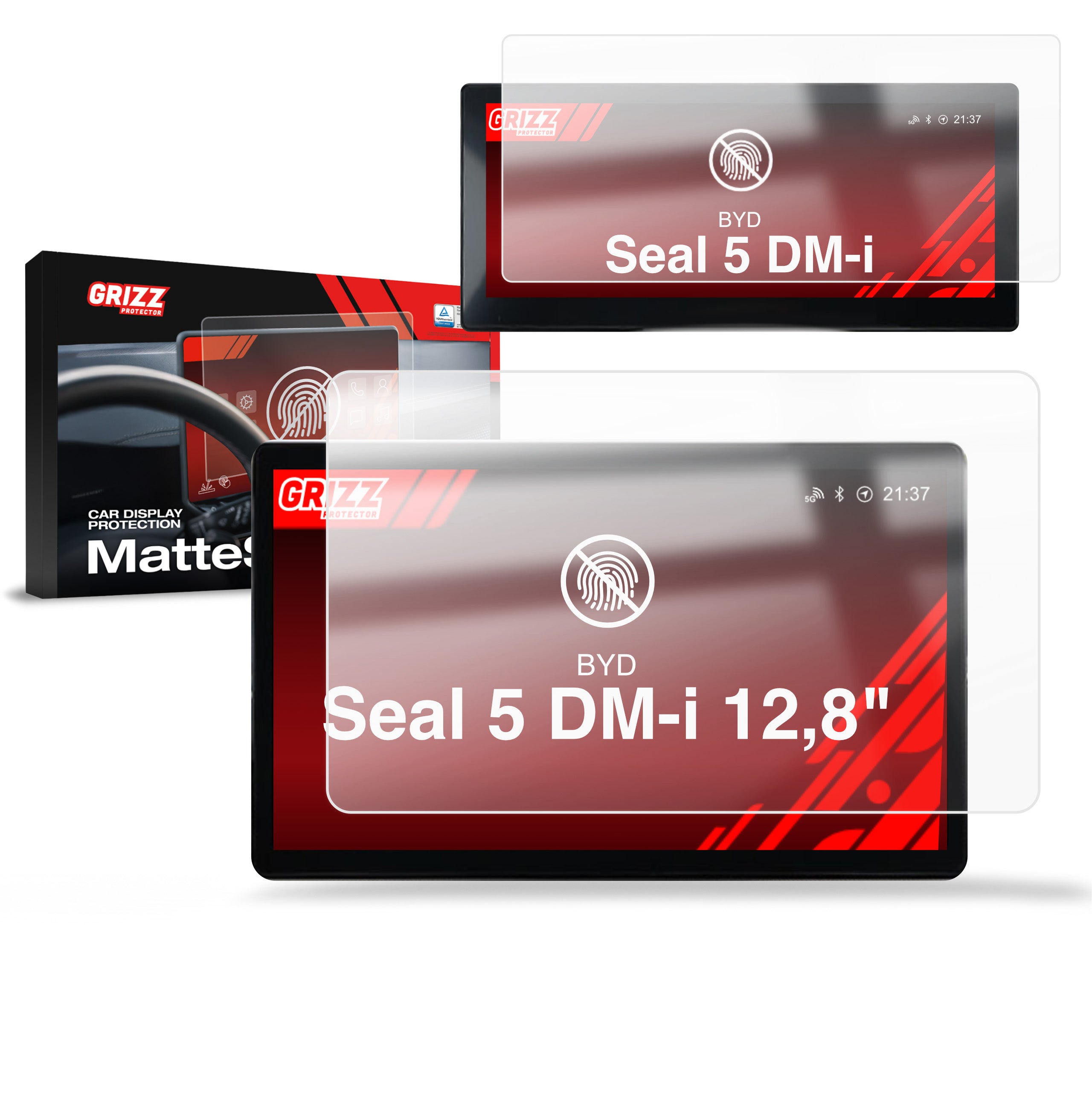 Matte Autodisplayfolie 2in1 für BYD Seal 5 DM-i 12,8" (2025-2026), Grizz Protector