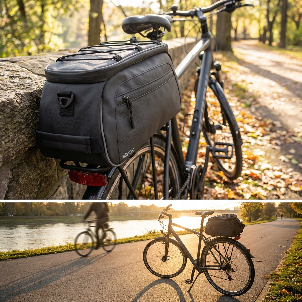 Fahrradtasche für den Gepäckträger mit Seitentaschen, Vayox VA0448 10L, Schwarz