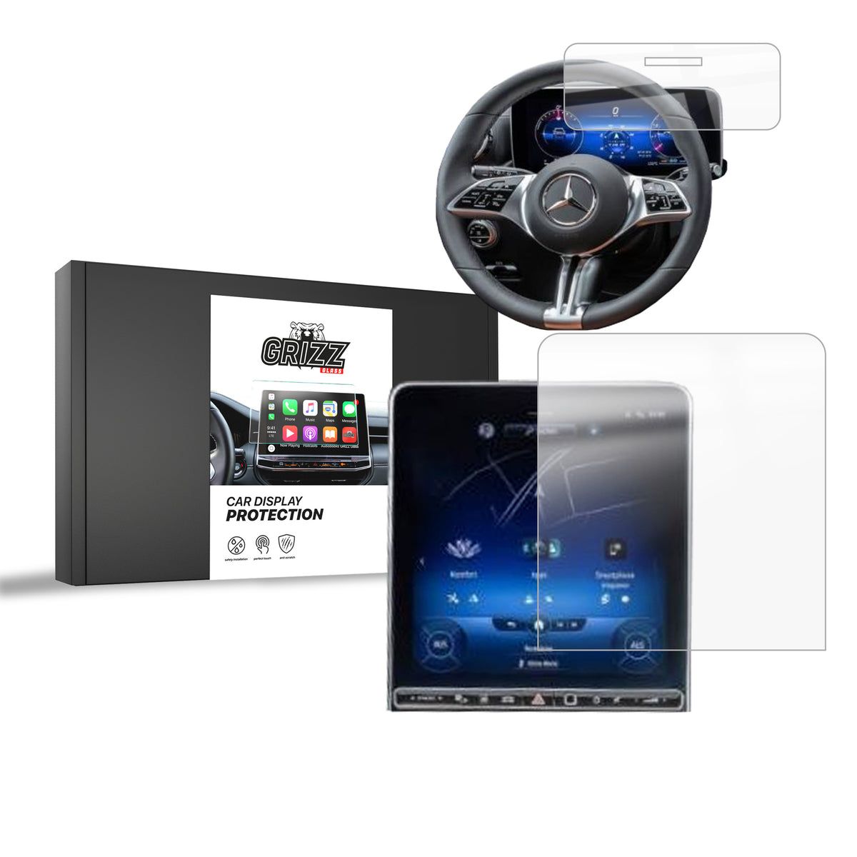 Keramische Autodisplayfolie 2in1 für Mercedes S Klasse W223 (2020-2026), Grizz Protector