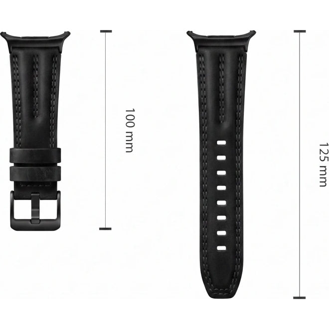 Armband für Galaxy Watch 9 44mm / 40mm / 8 44mm / 8 40mm / 8 Classic, Tech-Protect Leatherfit Craft, Schwarz (4/8)