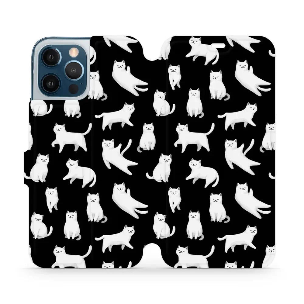 Handyhülle mit klappe für iPhone 12 Pro Max, Mobiwear Book, Luna-Kätzchen