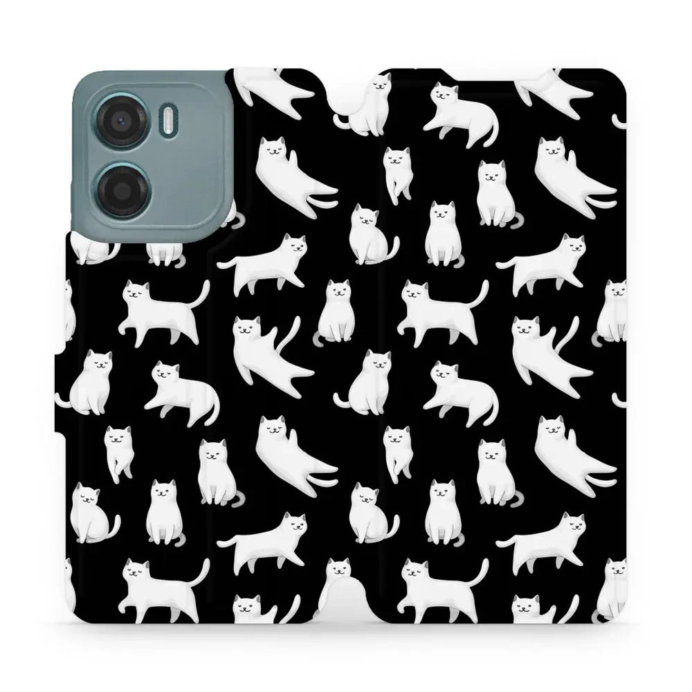 Handyhülle mit klappe für Motorola Moto E15, Mobiwear Book, Luna-Kätzchen