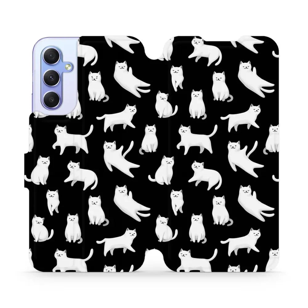 Handyhülle mit klappe für Galaxy A34 5G, Mobiwear Book, Luna-Kätzchen