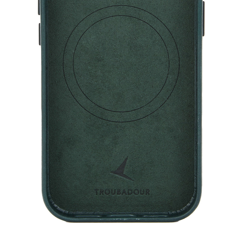 Handyhülle für iPhone 18 Pro, Troubadour Full Leather Case für MagSafe, Dunkelgrün (6/9)