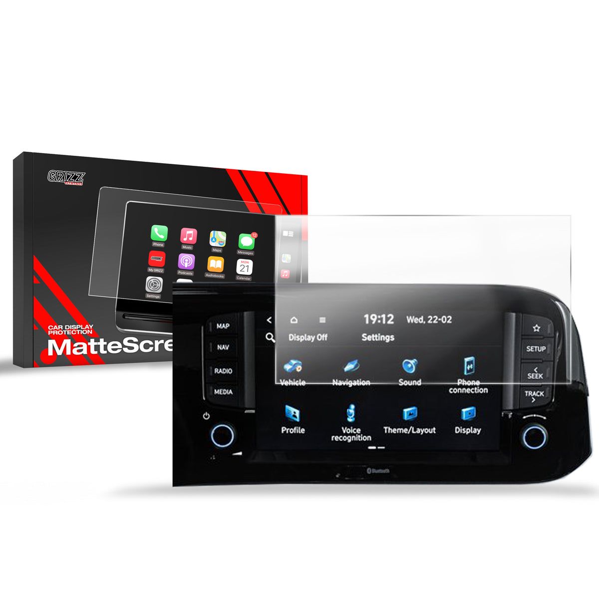 Matte Autodisplayfolie für Hyundai i10 8" (2024-2026), Grizz Protector