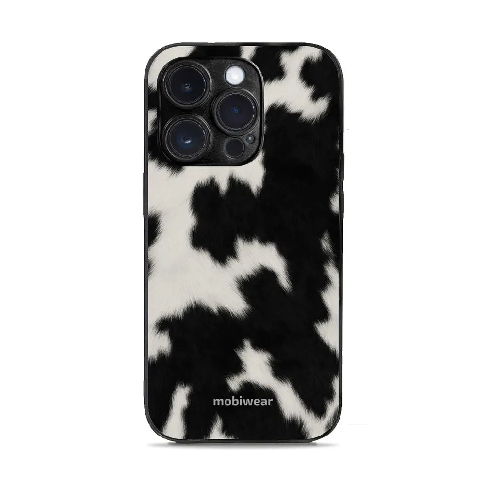 Handyhülle für iPhone 14 Pro, Mobiwear Glossy Case, Kuhfell-Optik